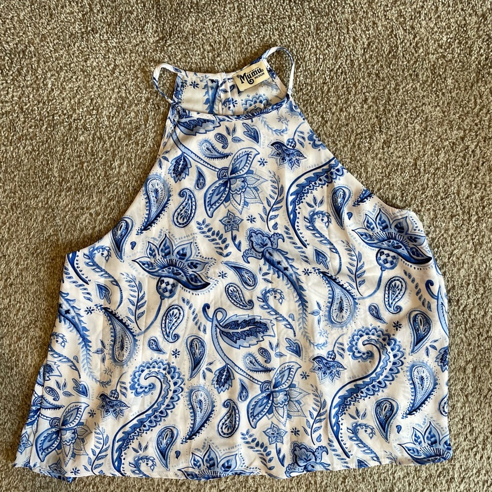 Show me your mumu blue paisley top